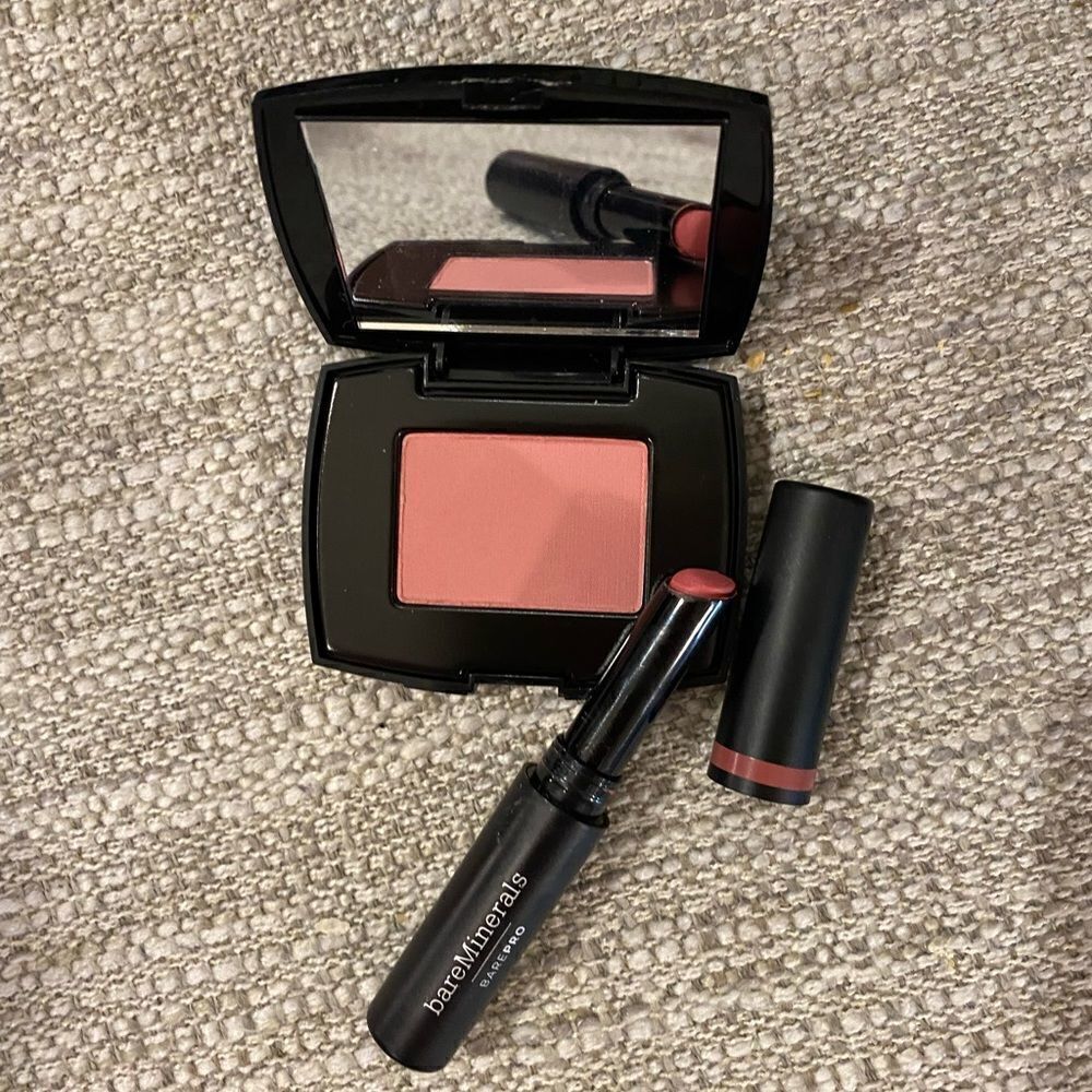Lancôme and BareMinerals beauty lip and cheek set